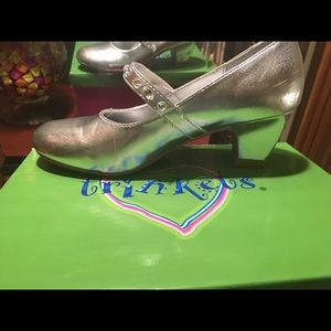 Silver heels with rhinestone strap